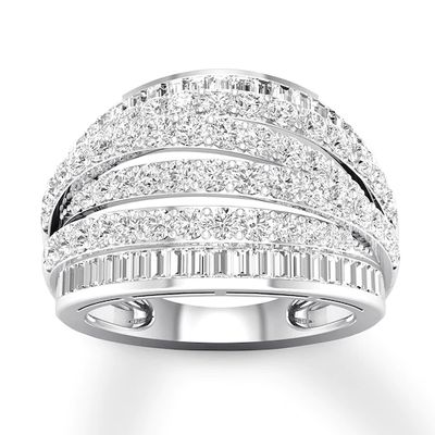 Diamond Anniversary Band 2 ct tw Round/Baguette 14K White Gold