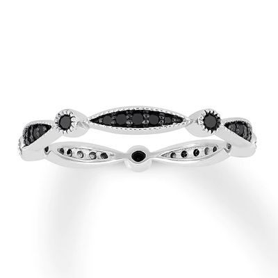 Black Diamond Anniversary Band 1/4 ct tw 10K White Gold