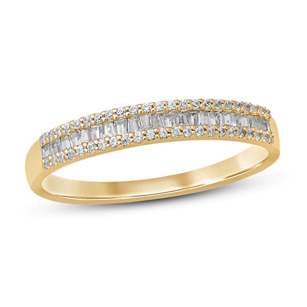 Diamond Anniversary Ring 1/4 ct tw Round/Baguette 10K Gold