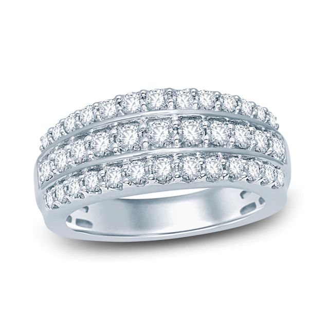 Diamond Anniversary Ring 1 ct tw Round-cut 10K White Gold