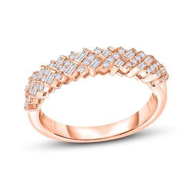 Diamond Anniversary Band 1/3 ct tw Baguette/Round-Cut 10K Rose Gold