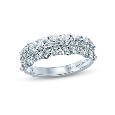 Monique Lhuillier Bliss Diamond Wedding Band 1-1/4 ct tw Round & Marquise-cut 18K White Gold