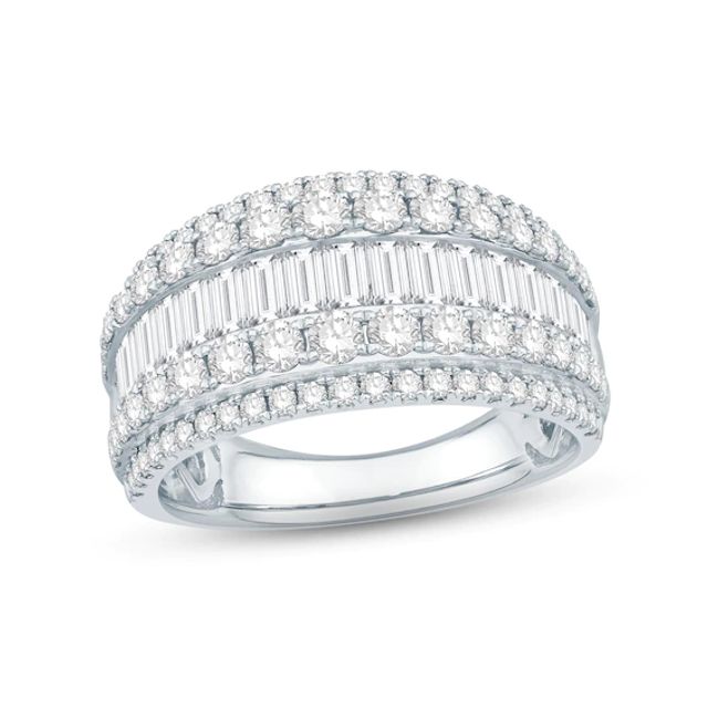 Kay Diamond Anniversary Ring 2 ct tw Round & Baguette-cut 14K White Gold