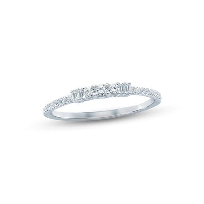 Kay Diamond Anniversary Ring 1/5 ct tw Round & Baguette-cut 10K White Gold