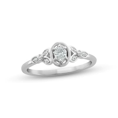 Diamond Promise Ring 1/4 ct tw Oval & Round-cut 10K White Gold