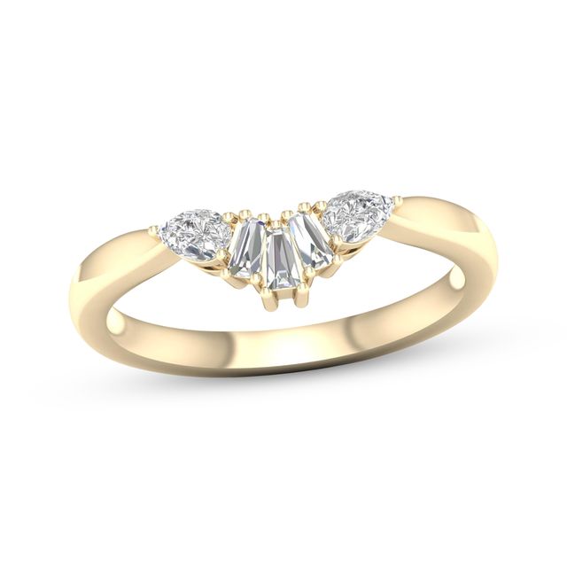 Pear-Shaped & Baguette-Cut Diamond Enhancer Ring 1/5 ct tw 14K Yellow Gold