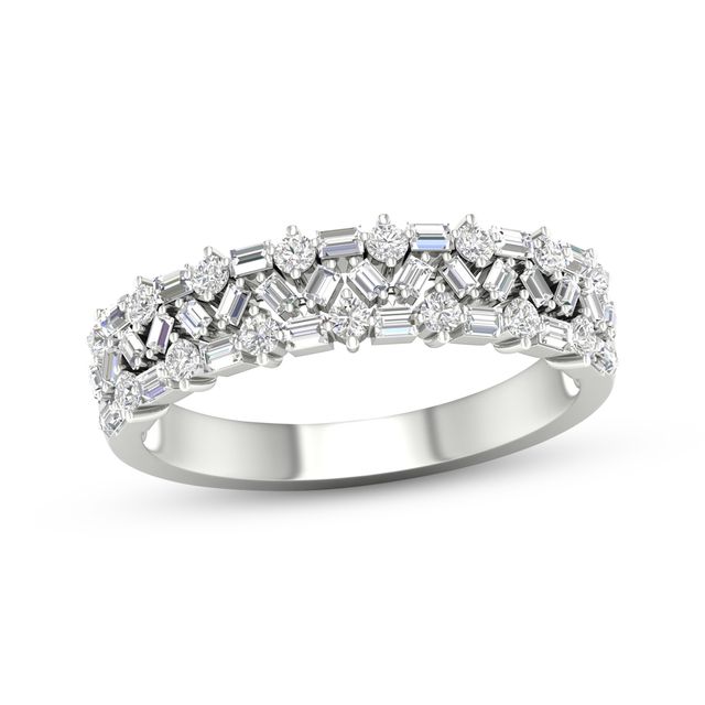 Baguette & Round-Cut Diamond Anniversary Band 1/2 ct tw 14K White Gold