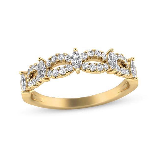 Marquise & Round-Cut Diamond Anniversary Band 3/8 ct tw 10K Yellow Gold