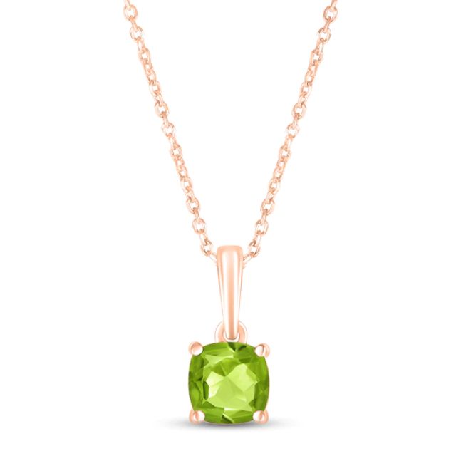 Peridot Birthstone Necklace 10K Rose Gold 18"