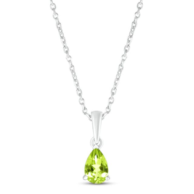 Peridot Birthstone Necklace Sterling Silver 18"