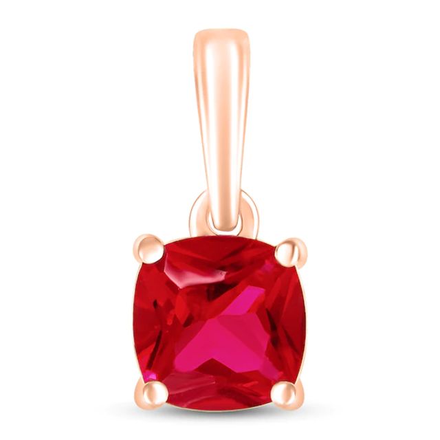 Lab-Created Ruby Birthstone Pendant 10K Rose Gold