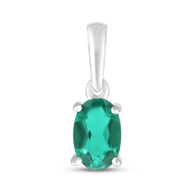 Lab-Created Emerald Birthstone Pendant Sterling Silver