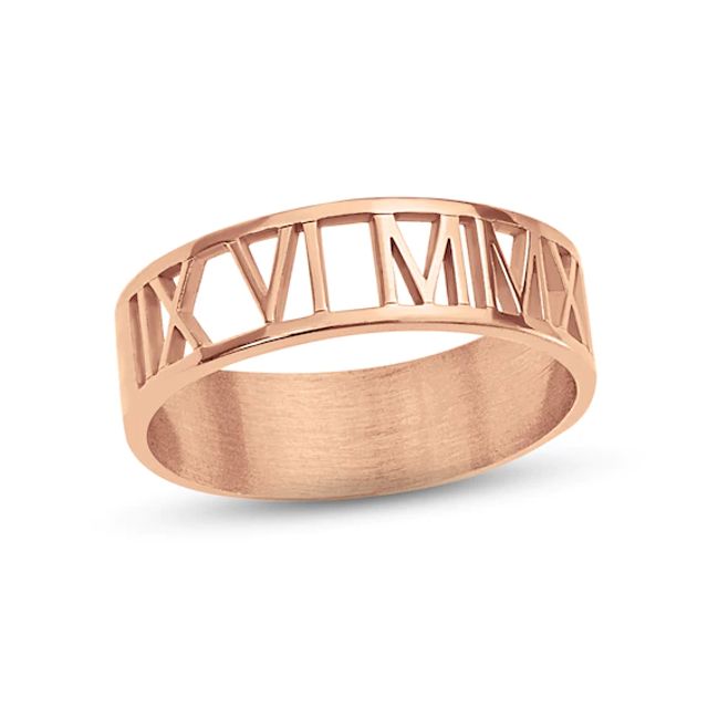 Roman Numeral Cutout Ring 14K Rose Gold