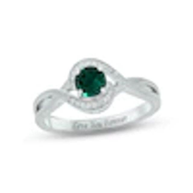 Kay Lab-Created Emerald & Diamond Promise Ring 1/20 ct tw Round