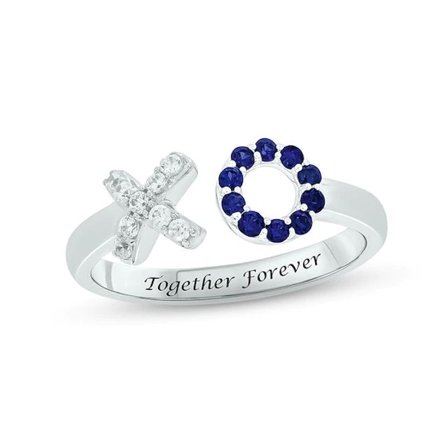 Kay Blue Lab-Created Sapphire & Diamond XO Promise Ring 1/10 ct tw Round-cut  Sterling Silver