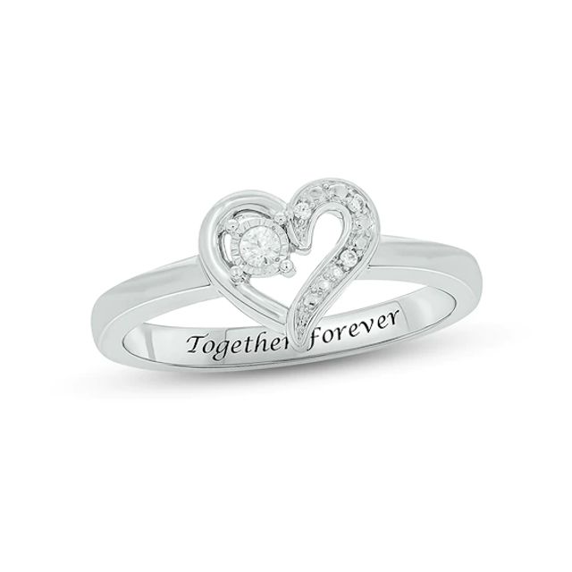 Diamond Heart Promise Ring 1/20 ct tw Round-cut Sterling Silver