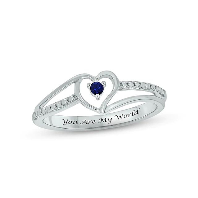 Blue Lab-Created Sapphire Heart Promise Ring Sterling Silver