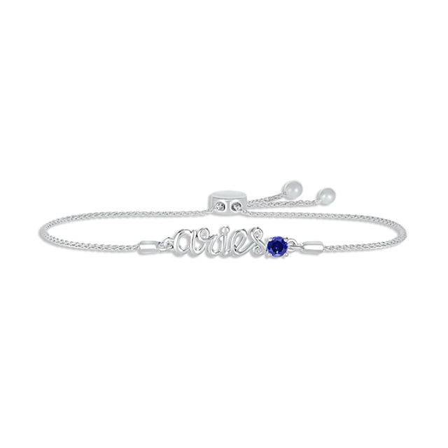 Kay Blue Lab-Created Sapphire Zodiac Aries Bolo Bracelet Sterling Silver 9.5"