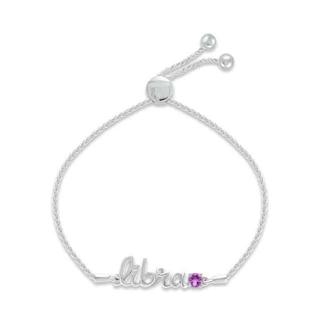 Amethyst Zodiac Libra Bolo Bracelet Sterling Silver 9.5"