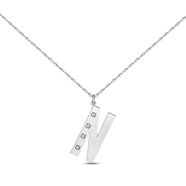 Diamond Initial 1/20 ct tw Necklace 14K White Gold 18"