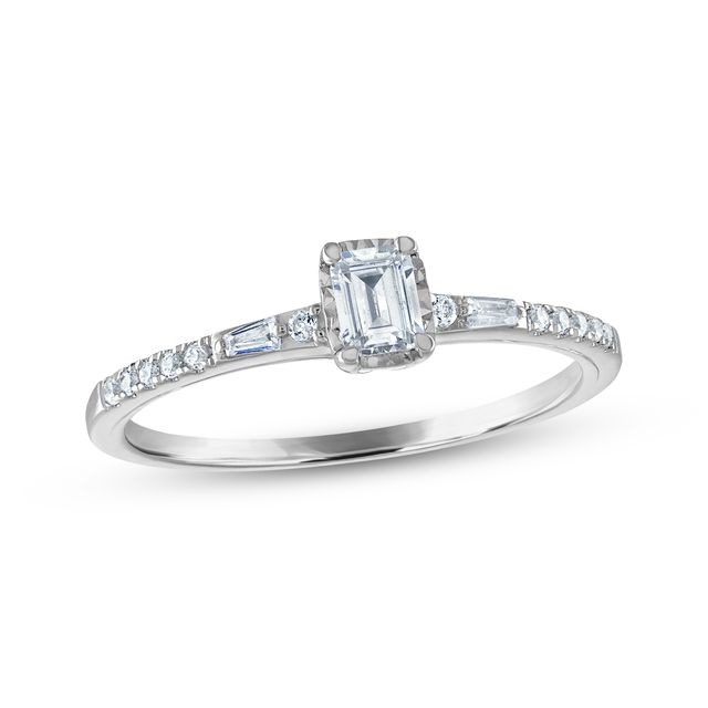 Emerald-Cut Diamond Engagement Ring 3/8 ct tw 14K White Gold