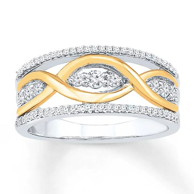 Diamond Ring 1/3 ct tw Round-cut 10K Two-Tone Gold