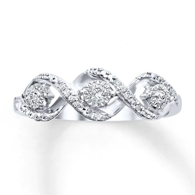 Three-Stone Diamond Ring 1/10 ct tw Round-cut Sterling Silver