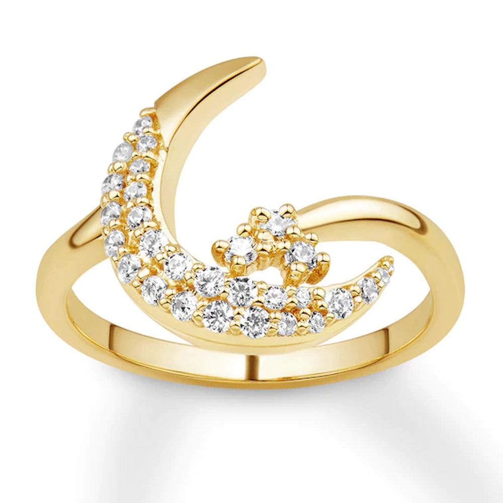 Diamond Moon Ring 1/4 ct tw Round-cut 10K Yellow Gold