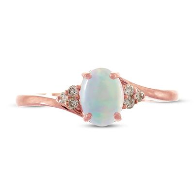 Natural Ethiopian Opal Ring 1/15 ct tw Diamonds 10K Rose Gold