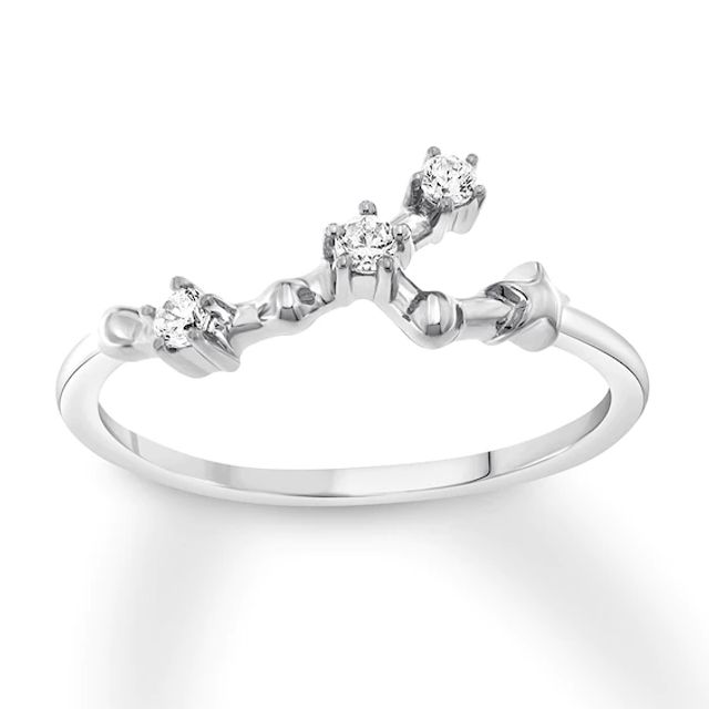 Taurus Zodiac Ring 1/10 ct tw Diamonds Sterling Silver