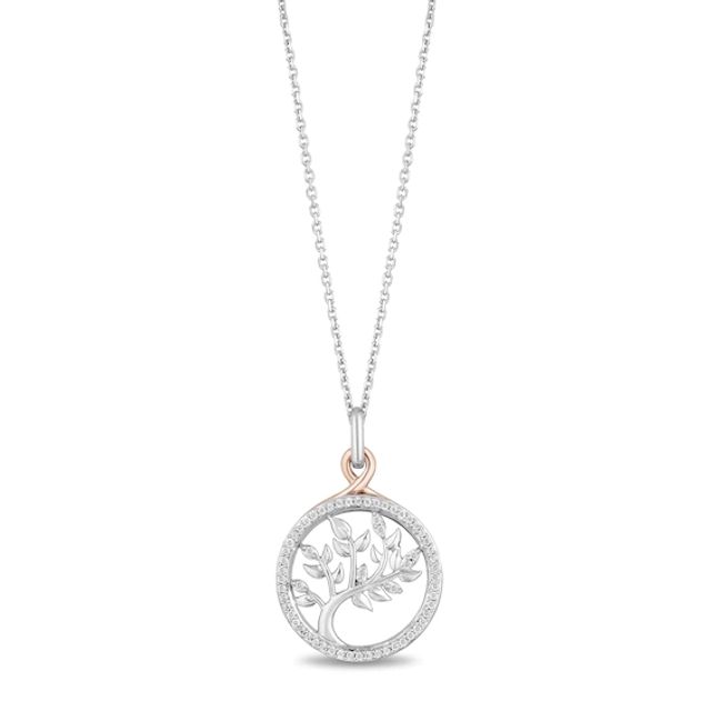 Hallmark Diamonds Necklace 1/8 ct tw Sterling Silver & 10K Rose Gold 18"