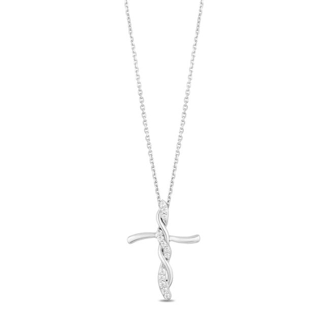 Kay Hallmark Diamonds Cross Necklace 1/10 ct tw Sterling Silver 18"
