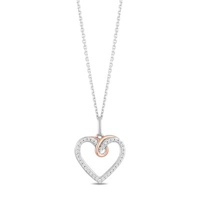 Kay Hallmark Diamonds Heart Necklace 1/10 ct tw Sterling Silver & 10K Gold 18"