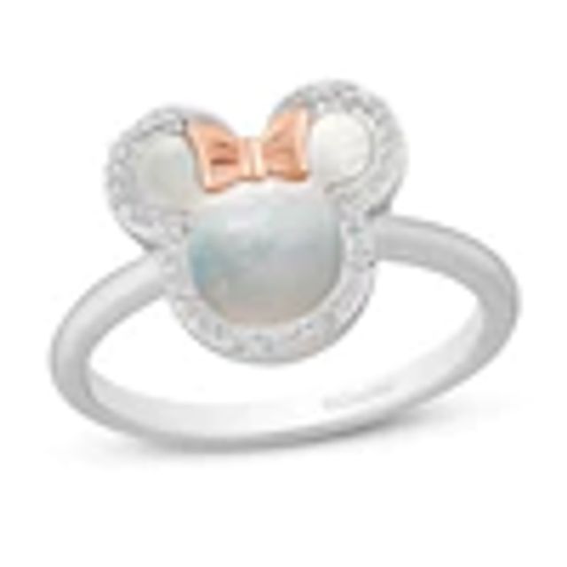 Kay Disney Treasures Minnie Mouse Mother of Pearl & Diamond Ring 1/10 ct tw Sterling Silver & 10K Rose Gold