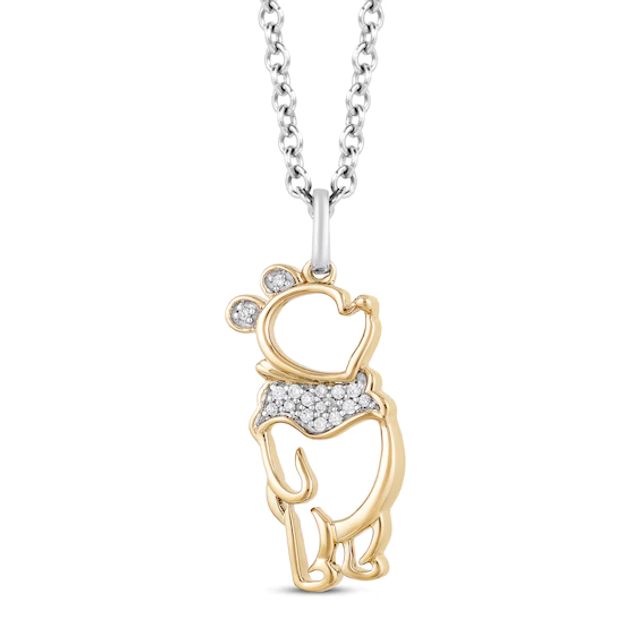 Kay Disney Treasures Winnie the Pooh Diamond Necklace 1/20 ct tw Sterling Silver & 10K Yellow Gold 17"