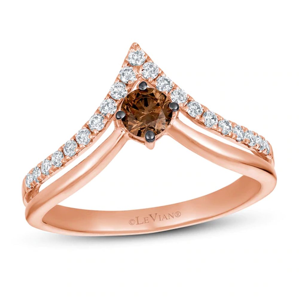 Le Vian Chocolate Diamond Ring 1/2 ct tw 14K Strawberry Gold