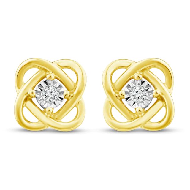 Center of Me Diamond Earrings 1/20 ct tw 10K Yellow Gold