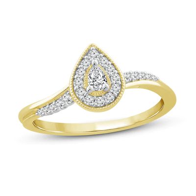 Kay Diamond Promise Ring 1/4 ct tw Pear & Round 10K Yellow Gold