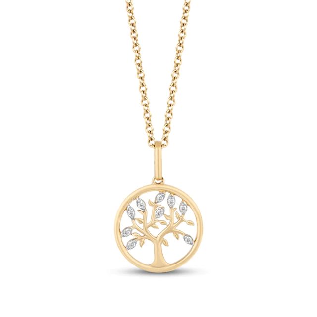 Hallmark Diamonds Tree of Life Necklace 1/20 ct tw 10K Yellow Gold 18"