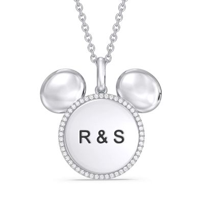 Disney Treasures Mickey Mouse Diamond Necklace 1/10 ct tw Sterling Silver 17"