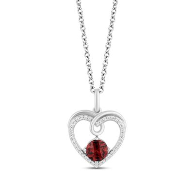 Kay Hallmark Diamonds Garnet Heart Necklace 1/10 ct tw Sterling Silver 18"