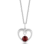 Hallmark Diamonds Garnet Heart Necklace 1/10 ct tw Sterling Silver 18"