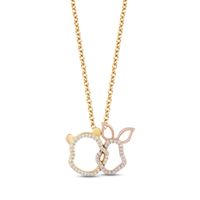 Disney Treasures Winnie the Pooh Diamond Necklace 1/6 ct tw 10K Two-Tone Gold 17"