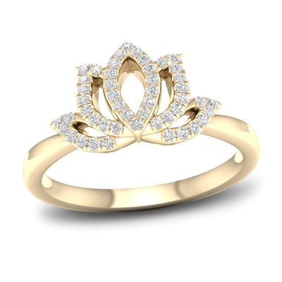 Kay By Women For Women Diamond Lotus Flower Ring 1/5 ct tw Round-Cut 10K Yellow Gold