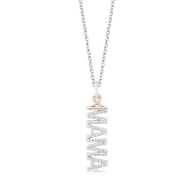 Kay Hallmark Diamonds "Mama" Necklace 1/6 ct tw Sterling Silver & 10K Rose Gold 18"
