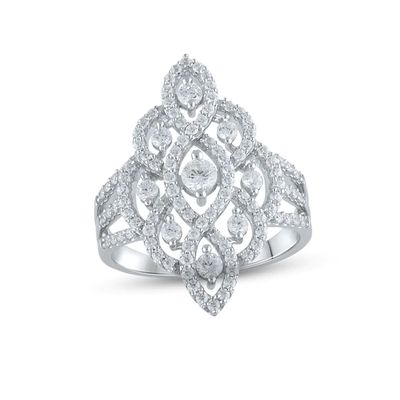 Diamond Lace Ring 1 ct tw Round-cut 10K White Gold