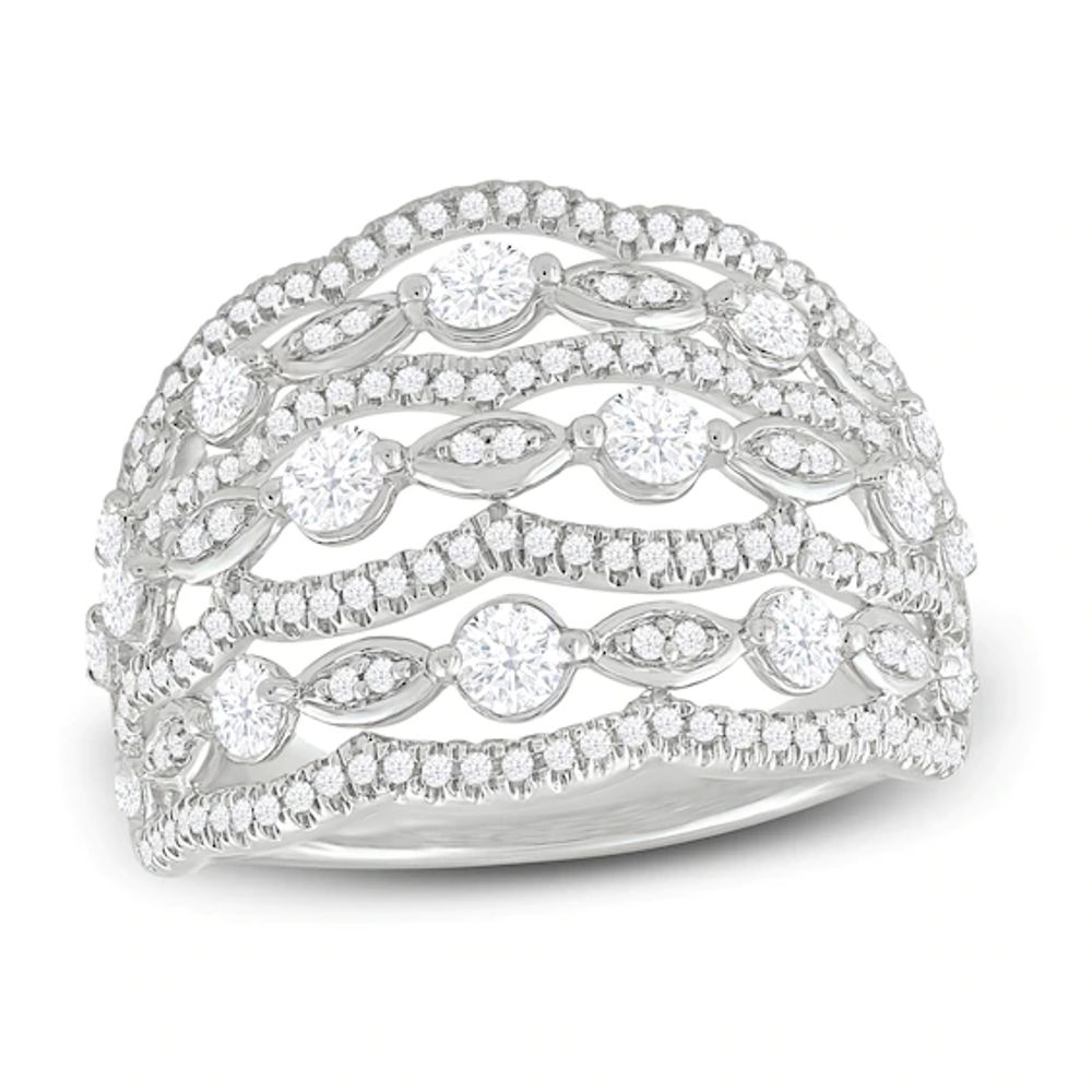 Diamond Lace Ring 1 ct tw Round-cut 10K White Gold