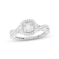 Diamond Promise Ring 1/5 ct tw Princess & Round-cut 10K White Gold