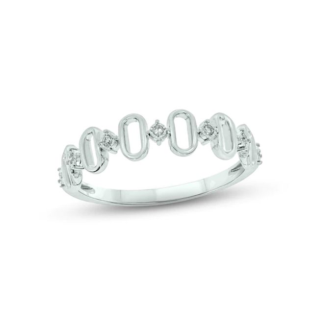 Diamond Oval Ring Sterling Silver