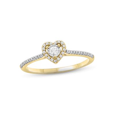 Diamond Heart Promise Ring 1/6 ct tw Round-cut 10K Yellow Gold